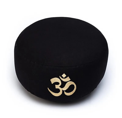 Zafu de Yoga meditación negro con Om algodón BIO