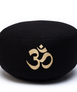 Zafu de Yoga meditación negro con Om algodón BIO