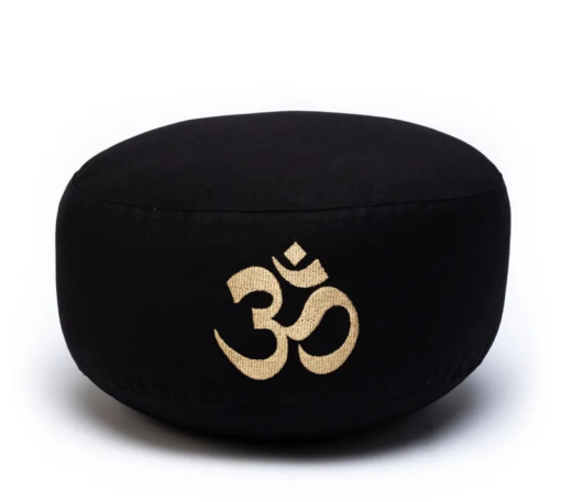 Zafu de Yoga meditación negro con Om algodón BIO