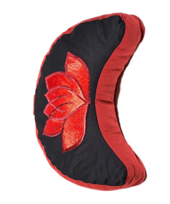 Zafu de Yoga meditación Loto media luna negro/rojo