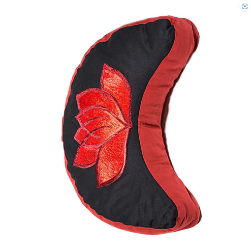 Zafu de Yoga meditación Loto media luna negro/rojo