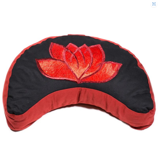Zafu de Yoga meditación Loto media luna negro/rojo