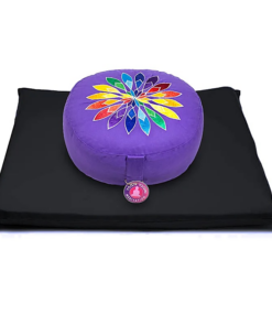 SET Meditación Flor multicolor púrpura sobre negro