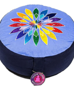 SET Meditación Flor multicolor sobre azul claro