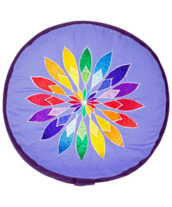 SET Meditación Flor multicolor sobre azul claro