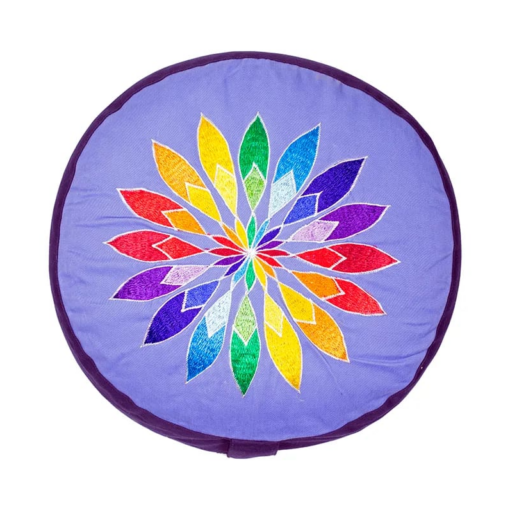 SET Meditación Flor multicolor sobre azul claro