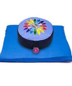 SET Meditación Flor multicolor sobre azul claro