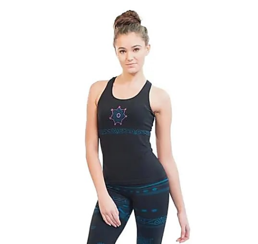 Top yoga Namaste sin costuras algodón orgánico negro