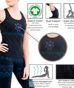 Top yoga Namaste sin costuras algodón orgánico negro