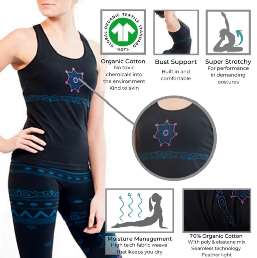 Top yoga Namaste sin costuras algodón orgánico negro