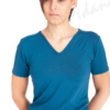 Camiseta para yoga manga corta con pieza en hombros y cuello pico