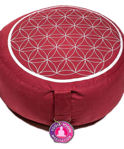 Zafu de Yoga meditación rojo Flor de la vida/plata