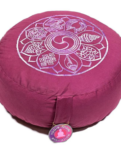 Zafu de Yoga meditación berenjena claro 8 símbolos b.a.