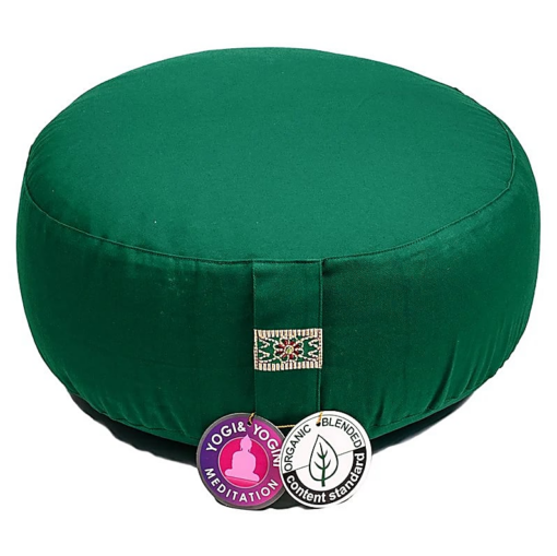 Zafu de Yoga meditación verde de algodón BIO