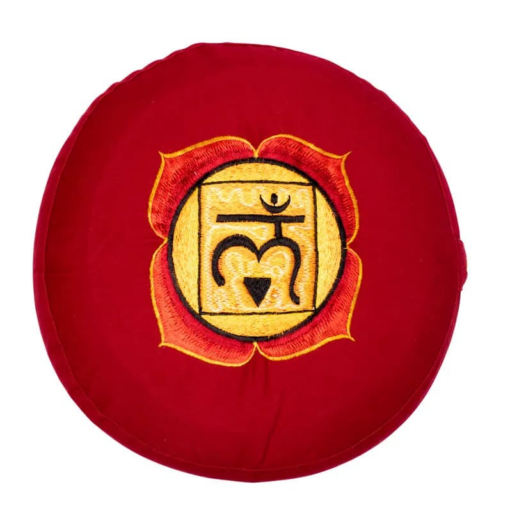 Zafu de Yoga meditación rojo 1er chakra bordado