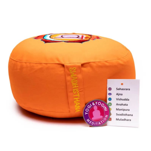 Zafu de Yoga meditación naranja 2°chakra bordado