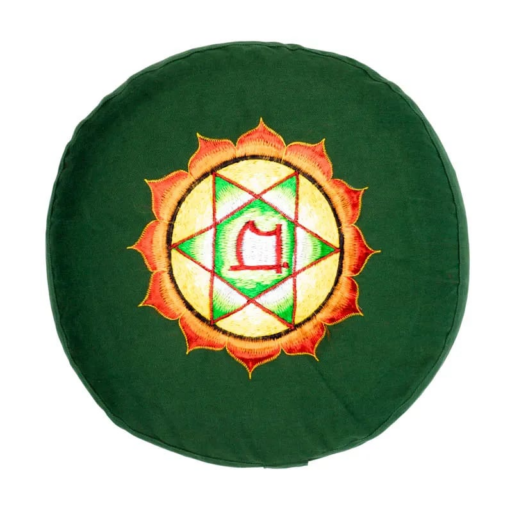 Zafu de Yoga meditación verde 4°chakra bordado
