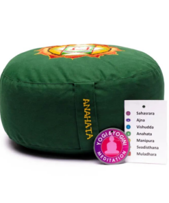 Zafu de Yoga meditación verde 4°chakra bordado