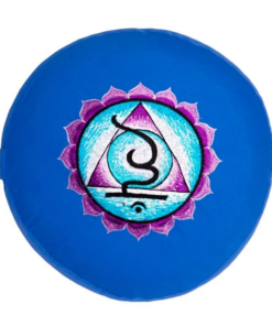 Zafu de Yoga meditación azul 5°chakra bordado
