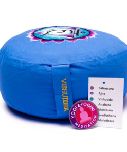 Zafu de Yoga meditación azul 5°chakra bordado
