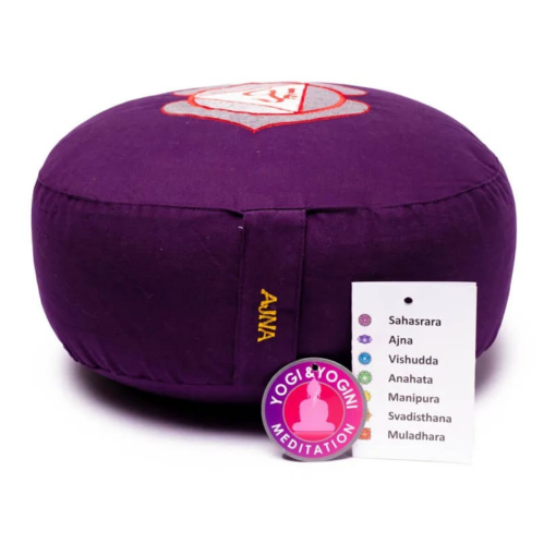 Zafu de Yoga meditación índigo 6°chakra bordado