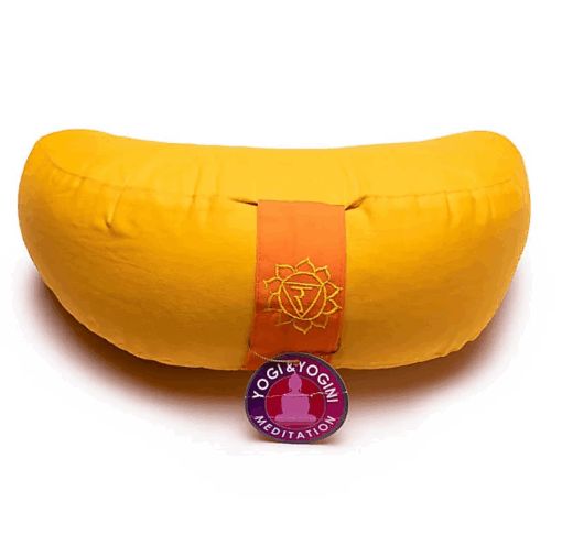 Zafu de Yoga meditación amarillo media luna 3 chakra