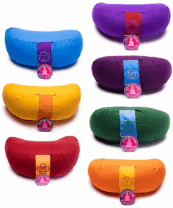 Zafu de Yoga Meditación media luna- x7 bordados chakras