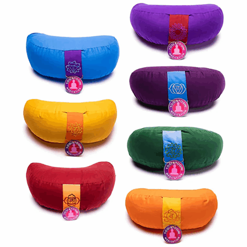 Zafu de Yoga Meditación media luna- x7 bordados chakras