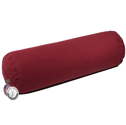 Bolster Yoga cilíndrico rojo de algodón BIO