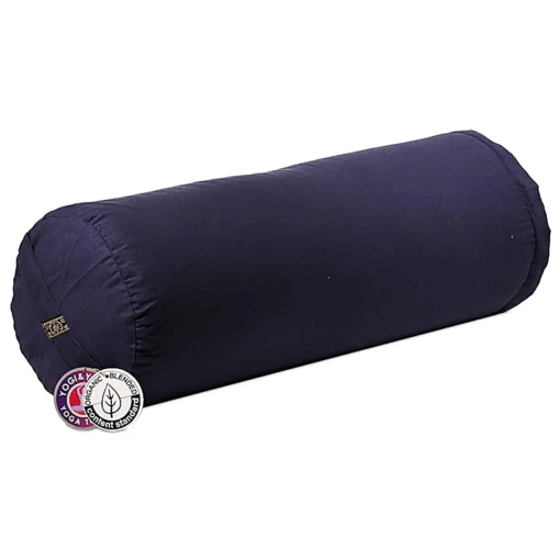 Bolster Yoga cilíndrico azul de algodón BIO