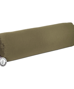 Bolster Yoga cilíndrico verde de algodón BIO