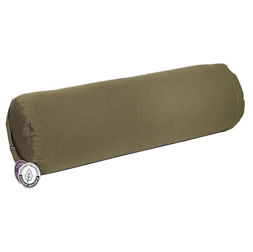 Bolster Yoga cilíndrico verde de algodón BIO