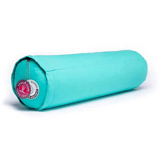 Bolster Yoga cilíndrico turquesa de algodón BIO