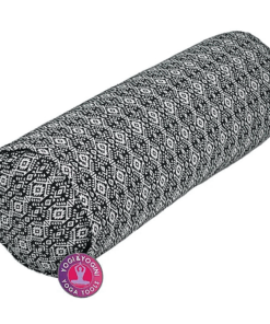 Bolster Yoga Redondo Blanco y Negro de algodón BIO