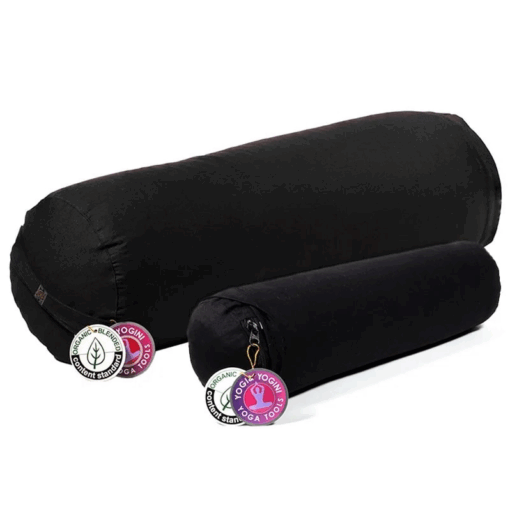Bolster Yoga mini cilíndrico negro de algodón BIO