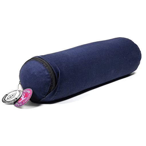 Bolster Yoga mini cilíndrico azul oscuro de algodón BIO