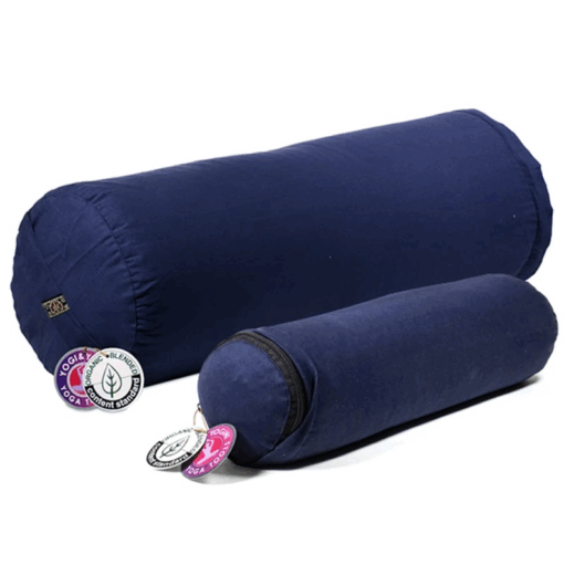 Bolster Yoga mini cilíndrico azul oscuro de algodón BIO