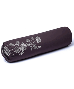 Bolster Yoga redondo Planta de loto antracita algodón orgánico