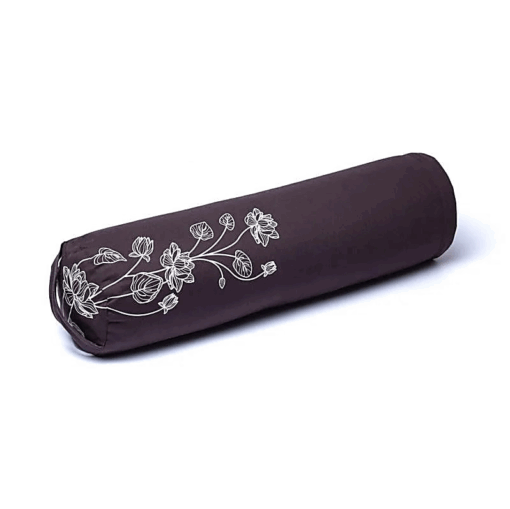 Bolster Yoga redondo Planta de loto antracita algodón orgánico