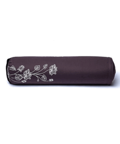 Bolster Yoga redondo Planta de loto antracita algodón orgánico