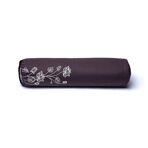 Bolster Yoga redondo Planta de loto antracita algodón orgánico