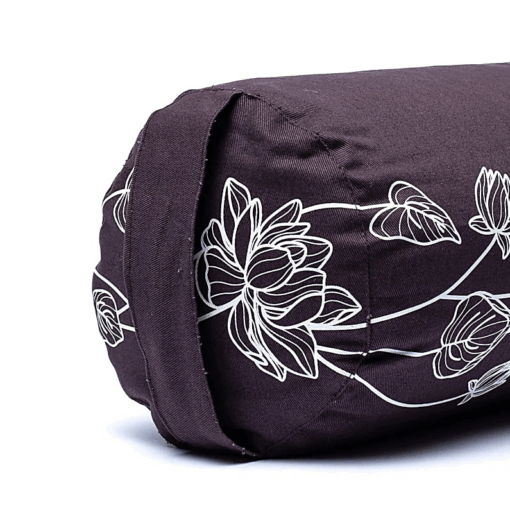 Bolster Yoga redondo Planta de loto antracita algodón orgánico