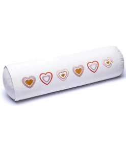 Bolster Yoga redondo blanco corazones algodón orgánico