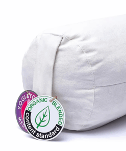 Bolster Yoga redondo blanco corazones algodón orgánico