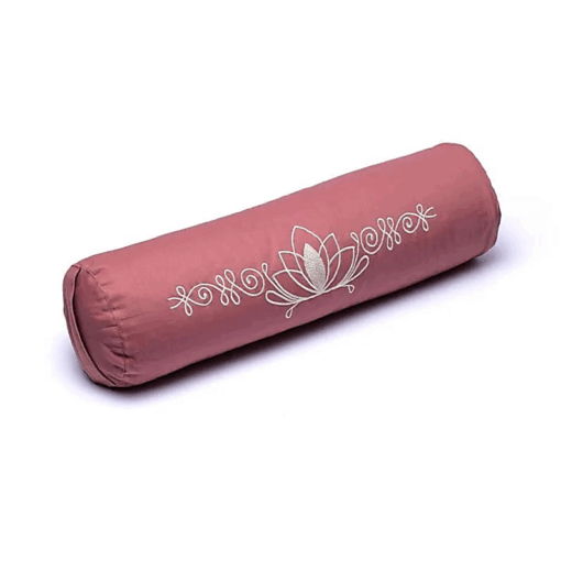 Bolster Yoga redondo rosa antiguo loto algodón orgánico