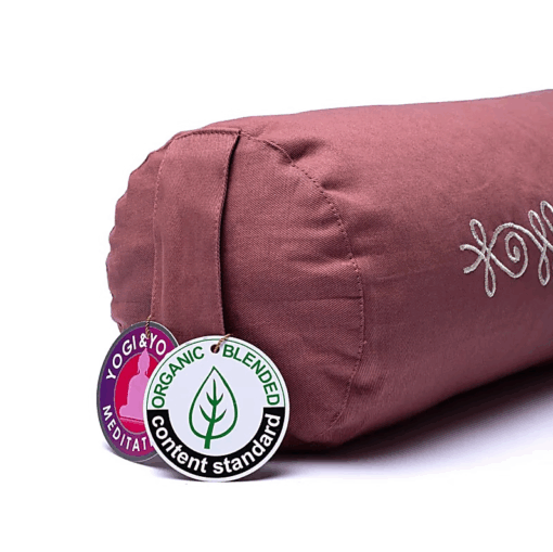 Bolster Yoga redondo rosa antiguo loto algodón orgánico