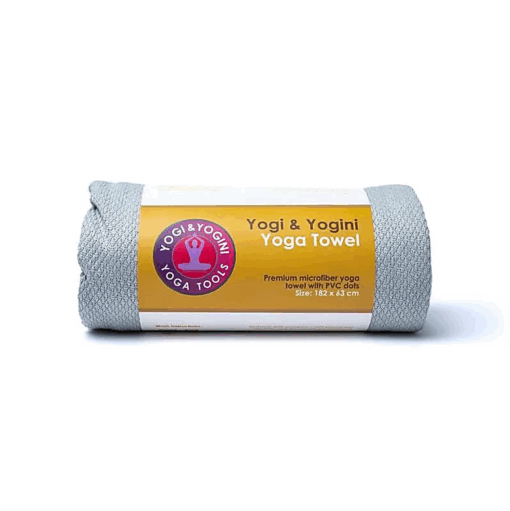 Toalla de yoga gris claro con puntos de PVC