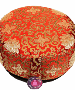 Zafu de Yoga meditación rojo Flores de Loto oro