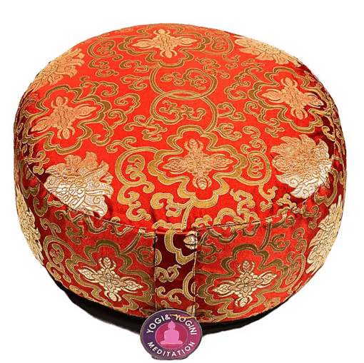 Zafu de Yoga meditación rojo Flores de Loto oro