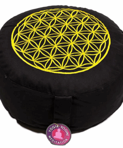 Zafu de Yoga meditación Flor de la vida negro/oro